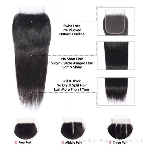 Wholesale 10A Grade Mink Brazilian Straight Human Hair Weave Bundles With Closure 100% Human Hair Extension